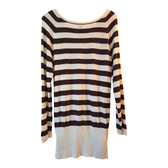Kenneth Cole Silk Angora Rabbit Hair Striped Sweater Dress Tunic Pullover Size M - Picture 3 of 12